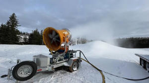 Ski resorts are investing in snowmaking technology, like this snow globe seen in Brookvale, Prince Edward Island.