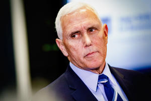 Former Vice President Mike Pence answered questions from reporters during a visit to Florida International University in Miami on January 27.