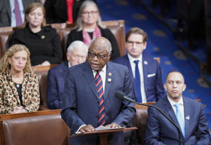 Rep. James E. Clyburn (D-S.C.) speaks on the House floor at the Capitol in Washington on Jan. 6.