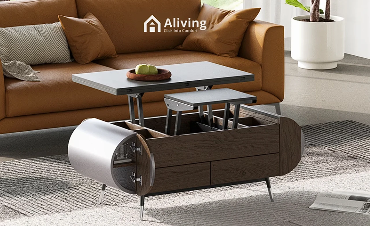 Aliving multi-functional foldout coffee table desk and table