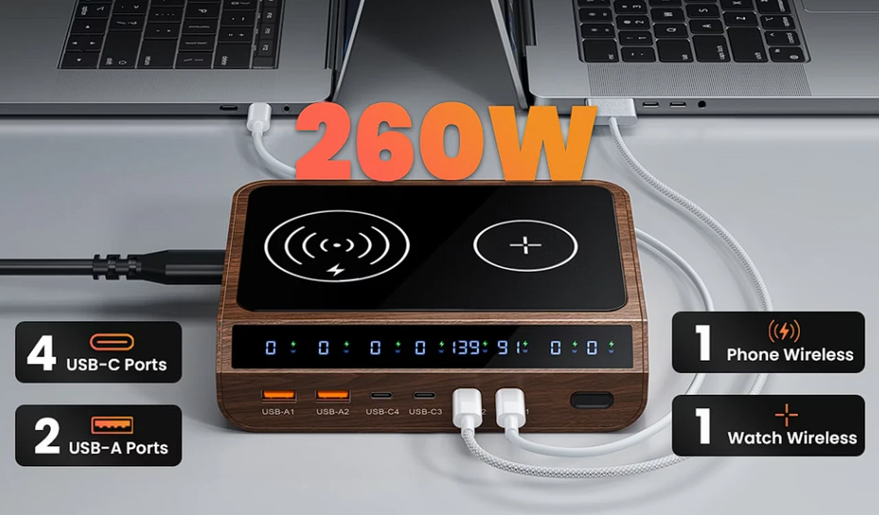 Chagdin 260w charging station with real-time display