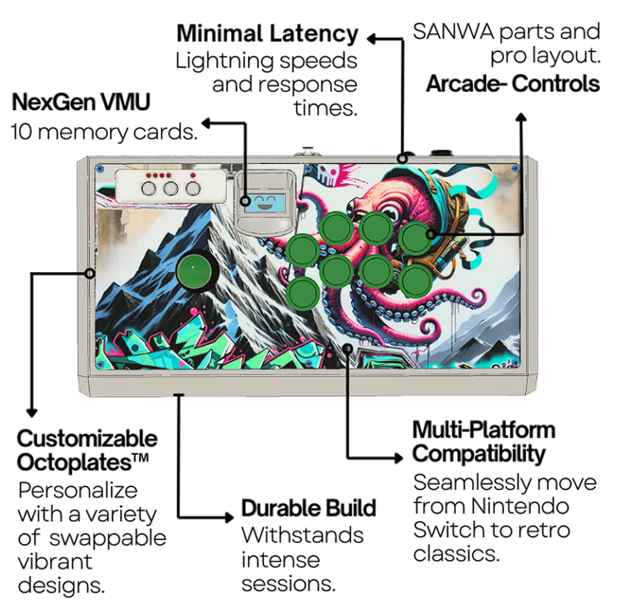 octopus arcade fight stick features