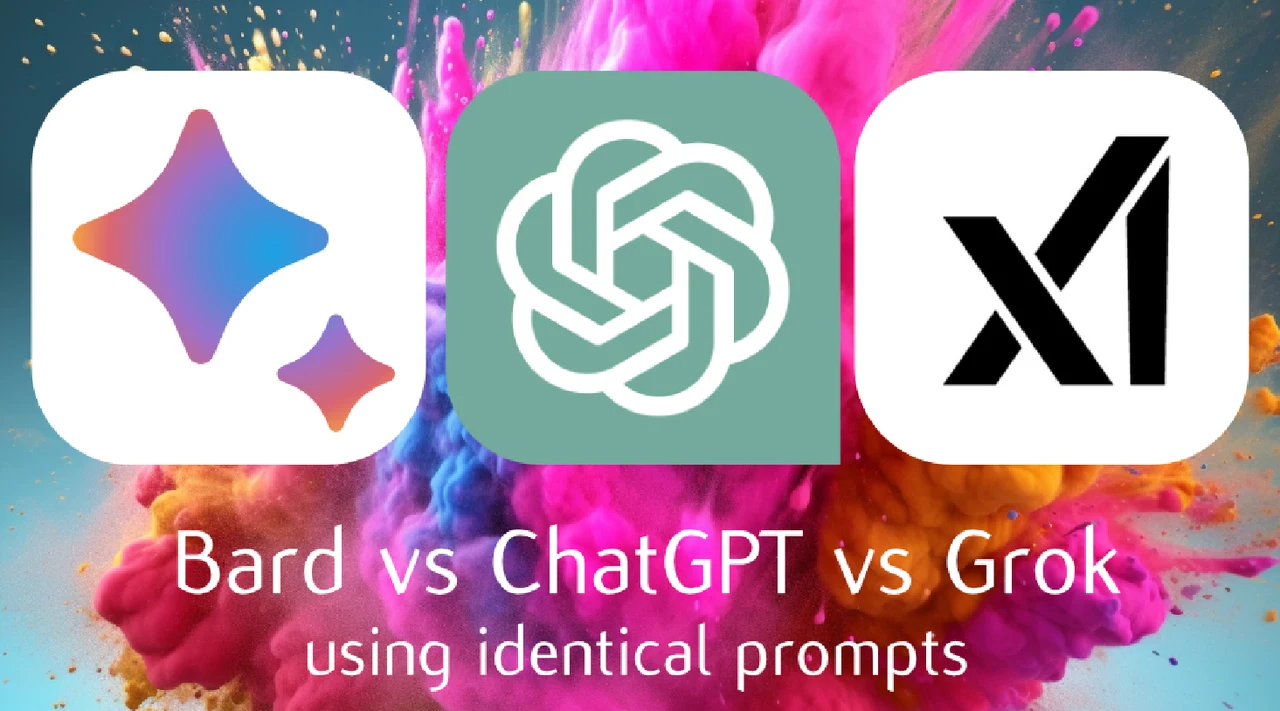 ChatGPT vs Bard vs Grok comparison using identical prompts 2024