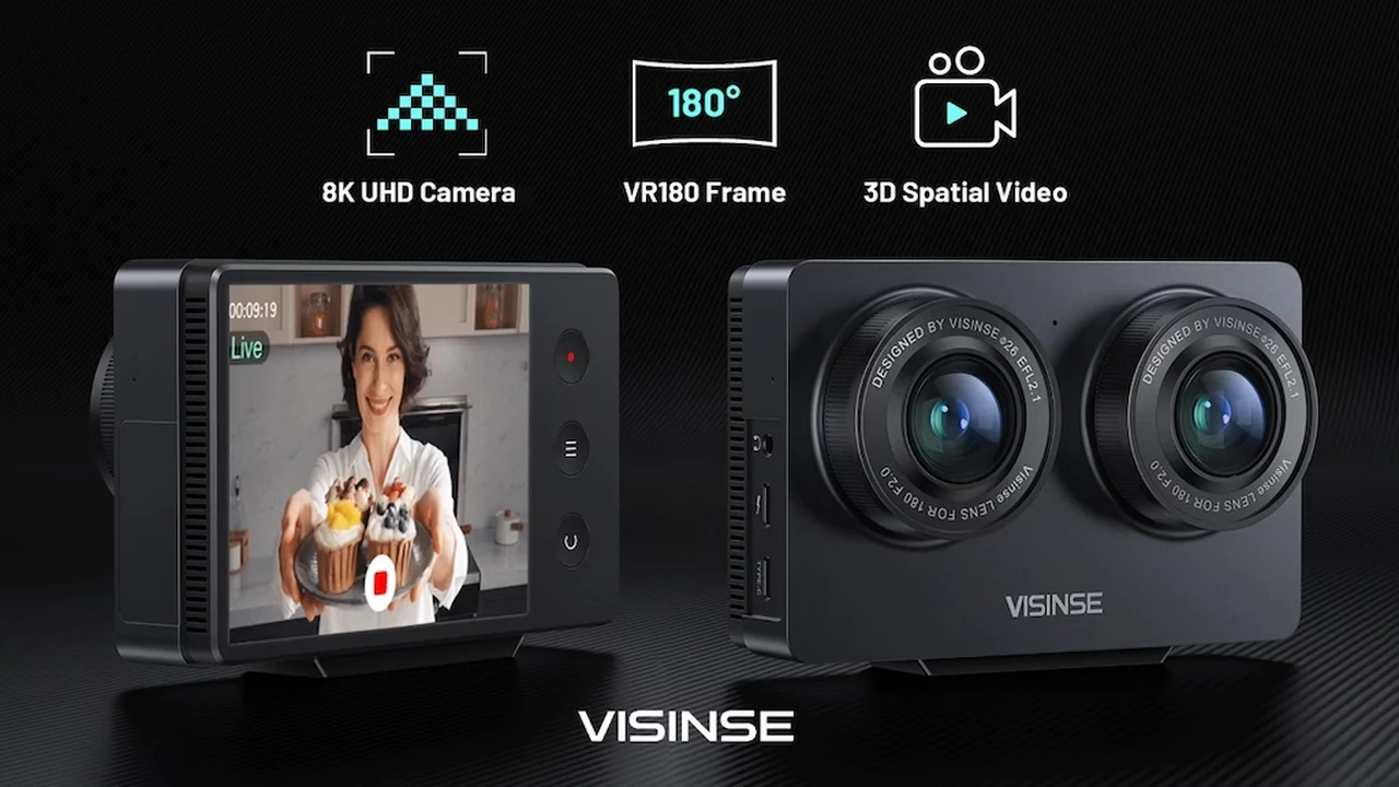 Compact 3D VR180 8K spatial video UHD camera with live streaming