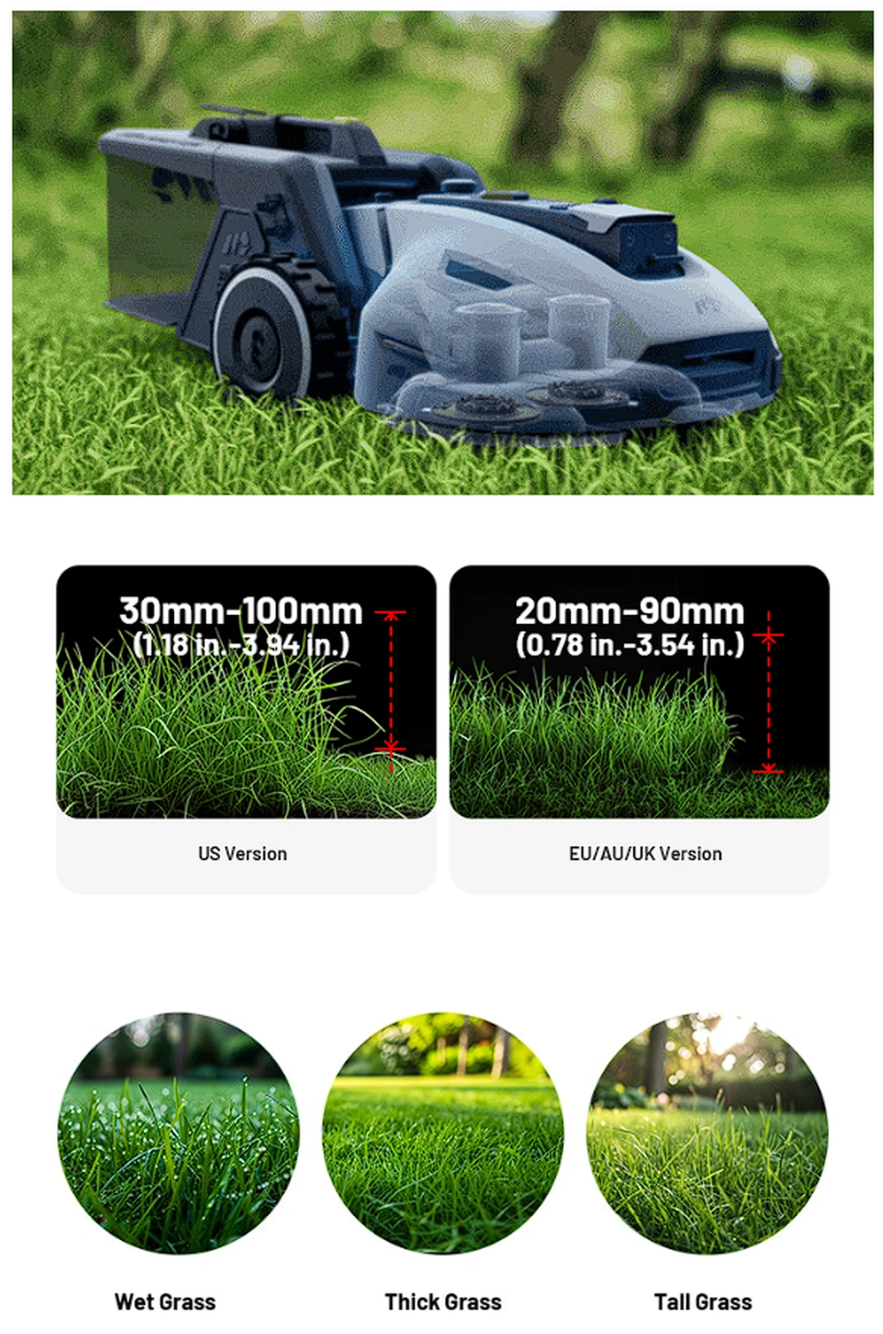 YUKA 3D Vision robot lawnmower cutting length