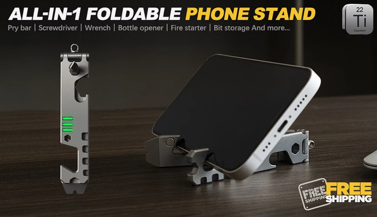 AceStand titanium EDC multitool and phone stand