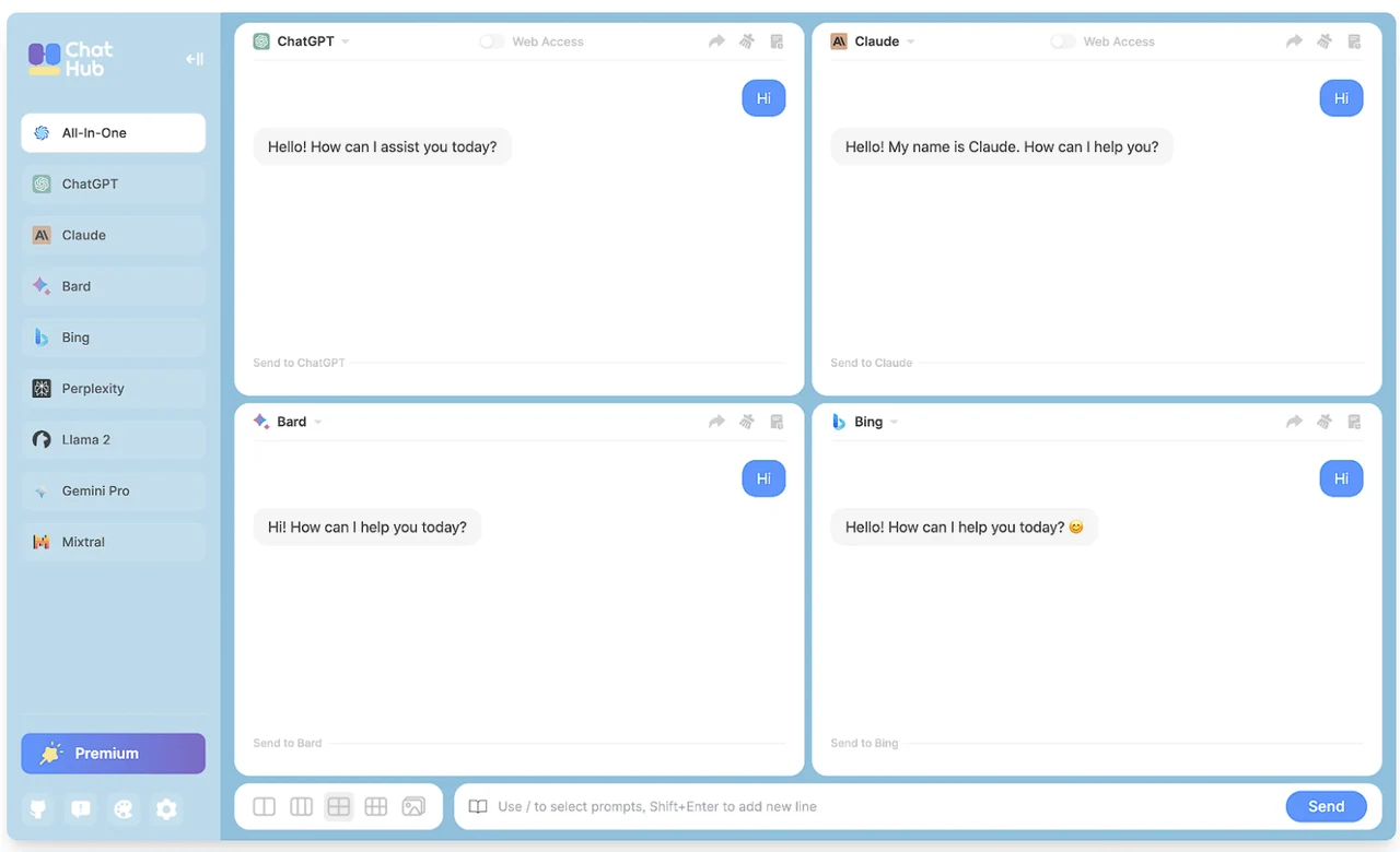 ChatHub lets you access AI models side-by-side